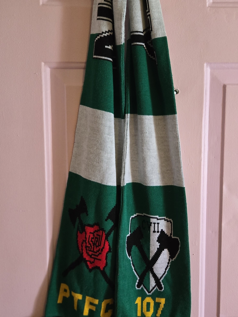 Timbers Army NO PITY Knit Scarf with Rose and Shield Motifs